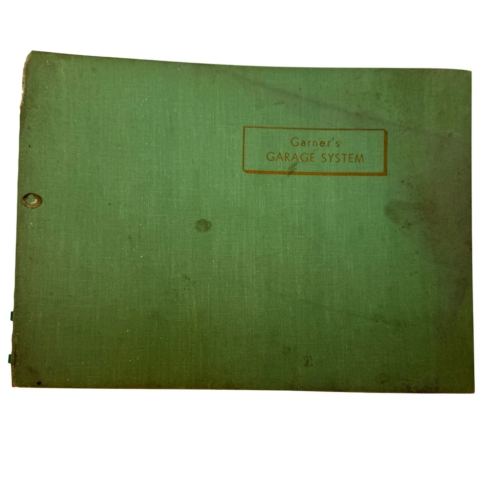 Vintage Garners Garage System G-375 Record Book Ledger Automotive Green Iowa - Picture 1 of 7